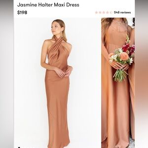 Show Me Your Mumu Jasmine Halter Maxi Dress in Copper Luxe Satin size M